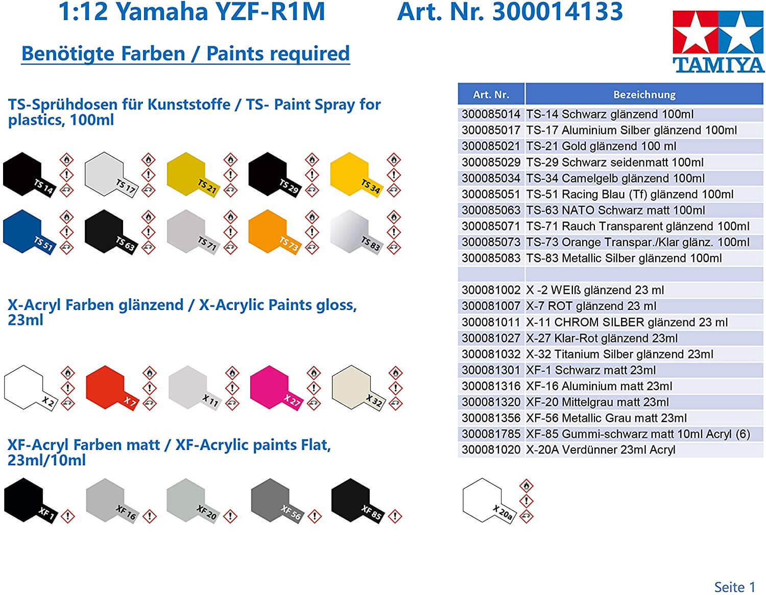 Maquette moto Yamaha YZF-R1M - Tamiya 14133 - 1/12 - Image 3