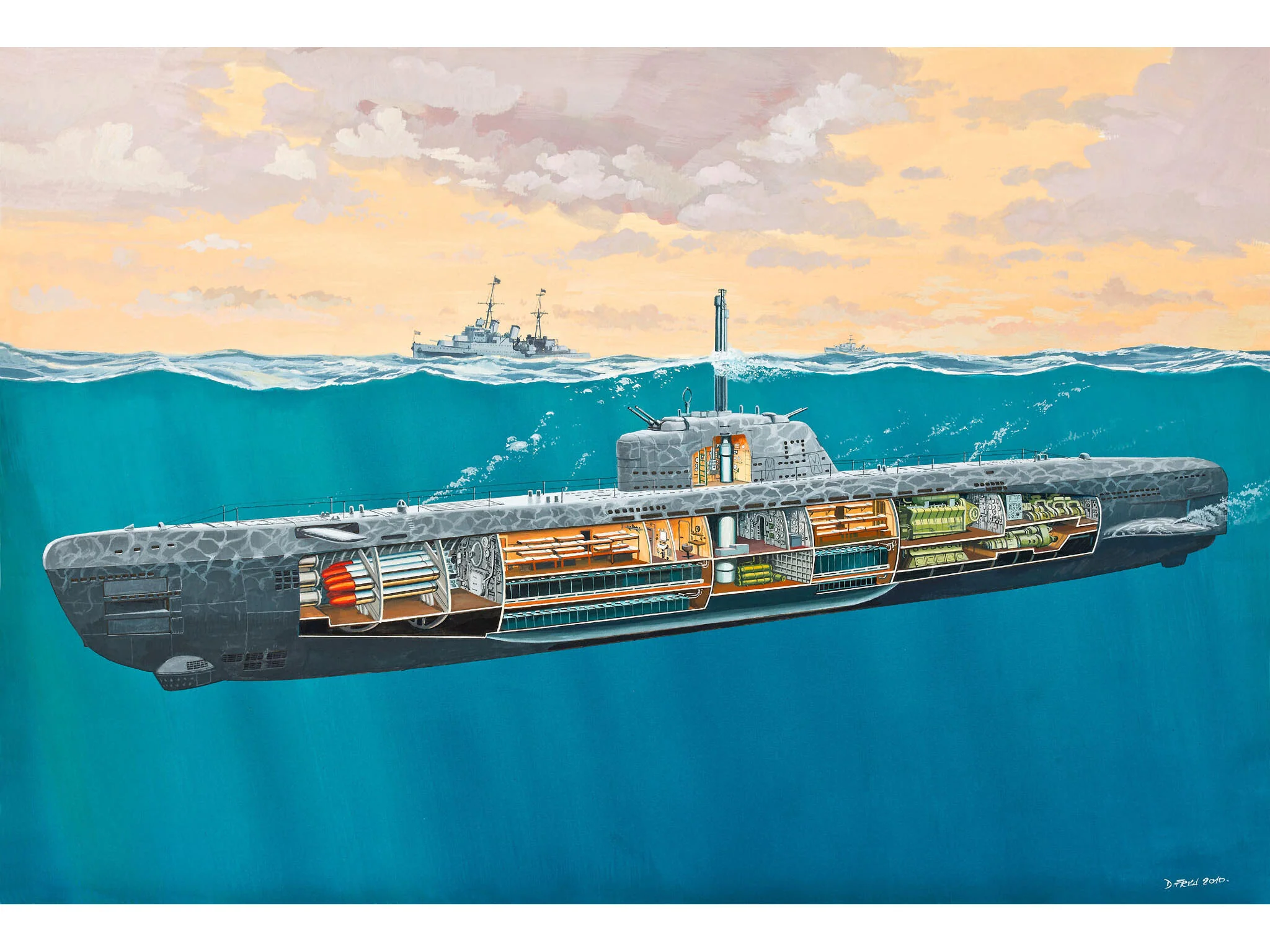Maquette sous marin Revell 05078 U-BOAT TYP XXI U 2540 avec intérieur - Image 8