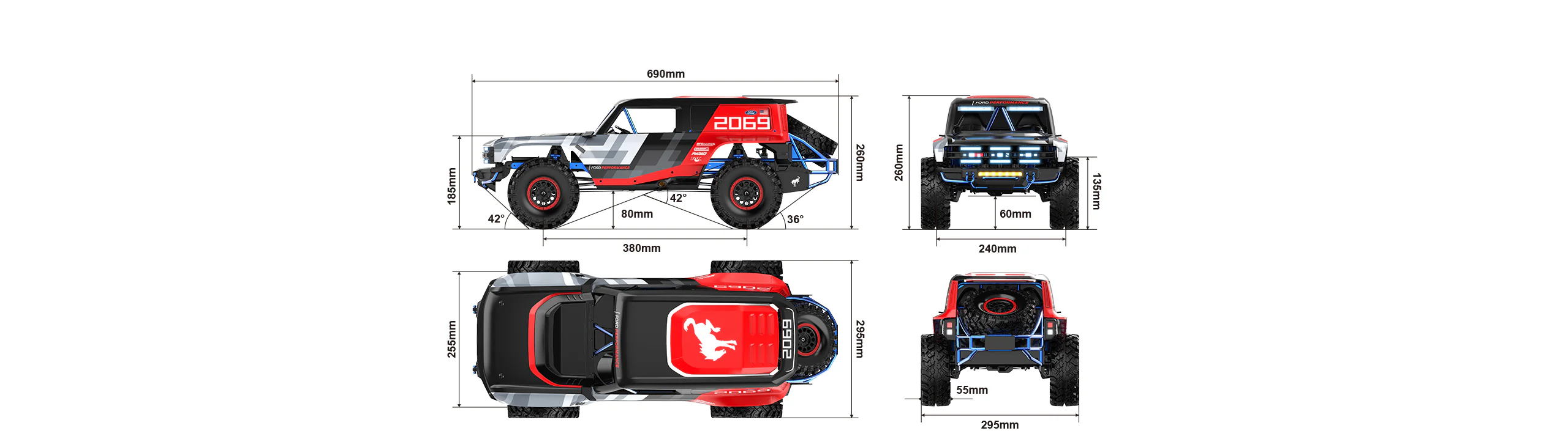 MJX Hyper GO H8P 1/8 RC Crawler Brushless Ford Bronco Baja 1000 - Image 11