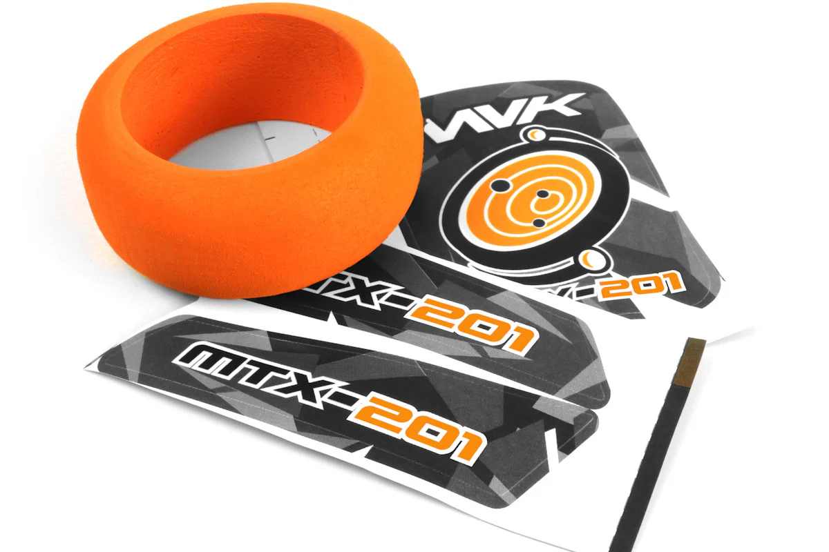Mousse et décalcomanies pour roue d'émetteur MTX-201 (Orange) MV150753 - Maverick Doha