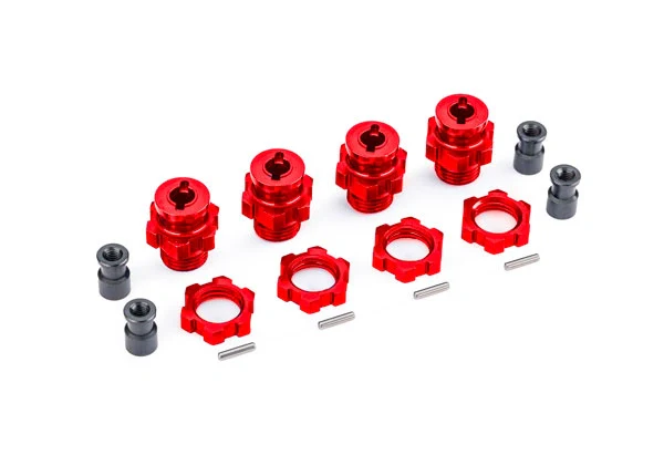 Moyeux de roues et écrous 17 mm Alu Rouge (4) Jato 4x4 - Traxxas 9086-RED
