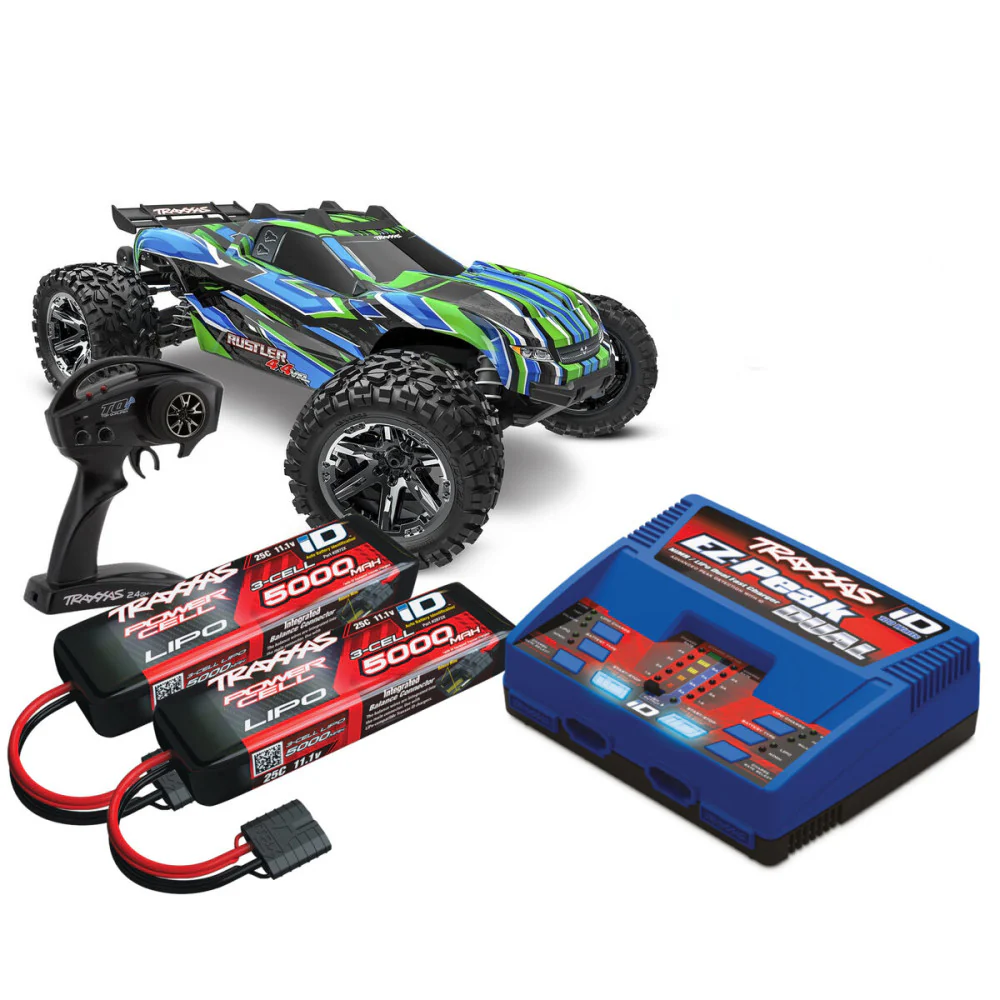 Pack Traxxas Rustler 4x4 HD VXL Brushless 1/10 RTR - 67376-4 vert