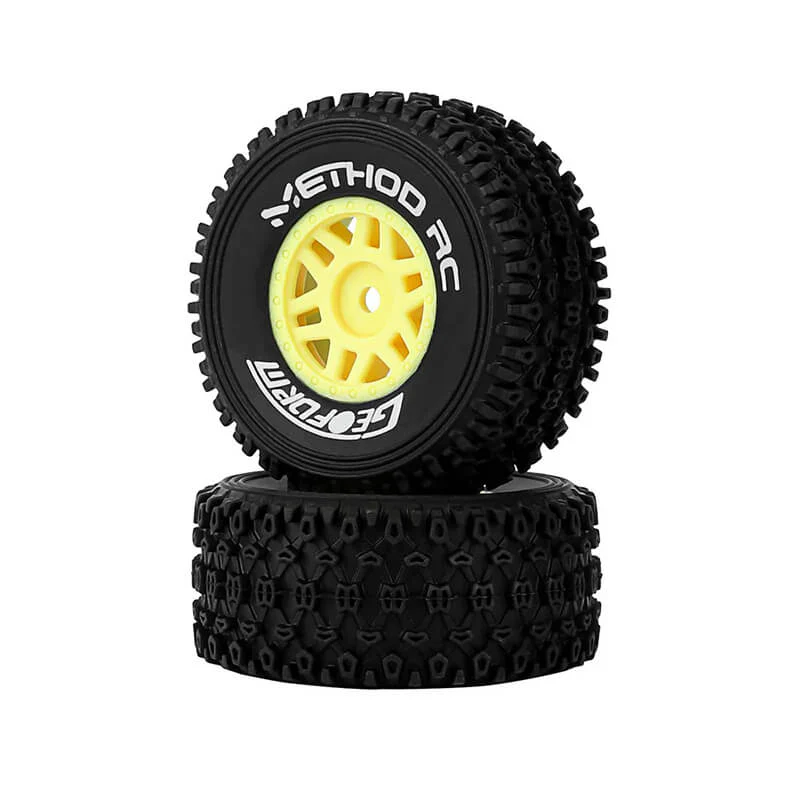 Paire de pneus + jantes Method Geoform 1/16 SC 12mm jaune - MTD0202Y