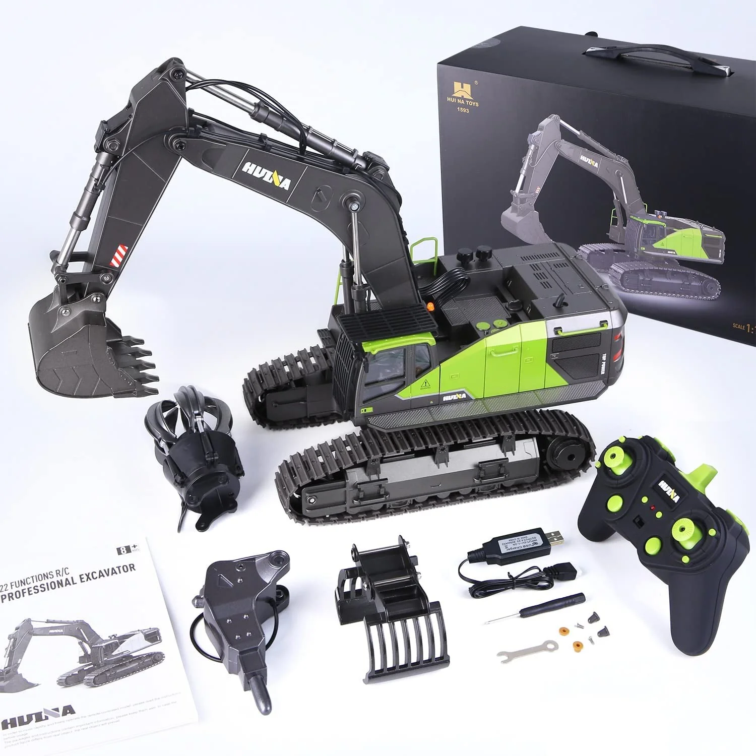 Pelleteuse RC 1/14 2.4ghz RTR Huina 1593 avec 3 grappins - Image 4