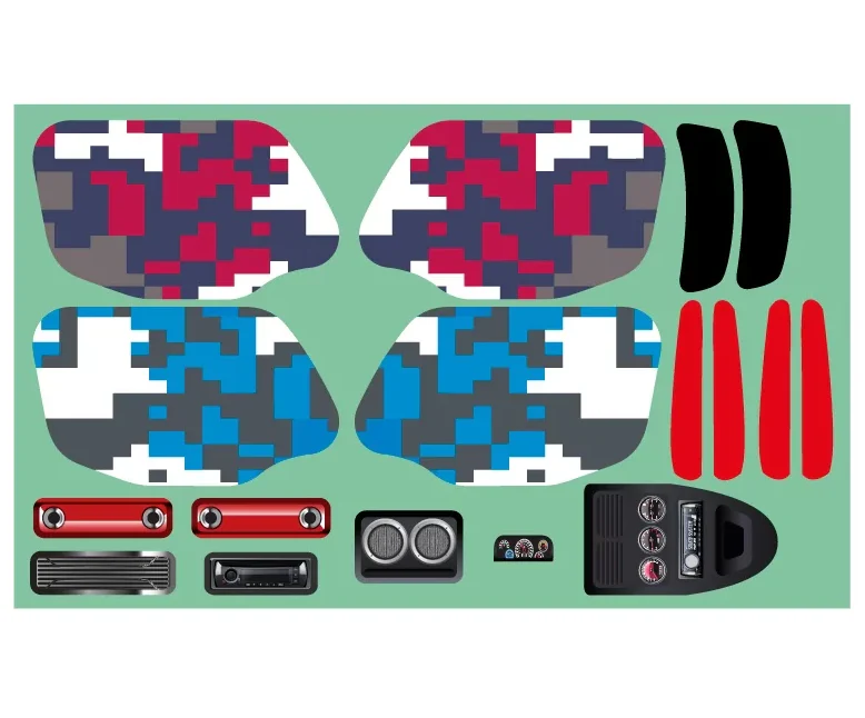 Planche de stickers DB8SL bleue / rouge - STICK-DB8SL.BL-RD