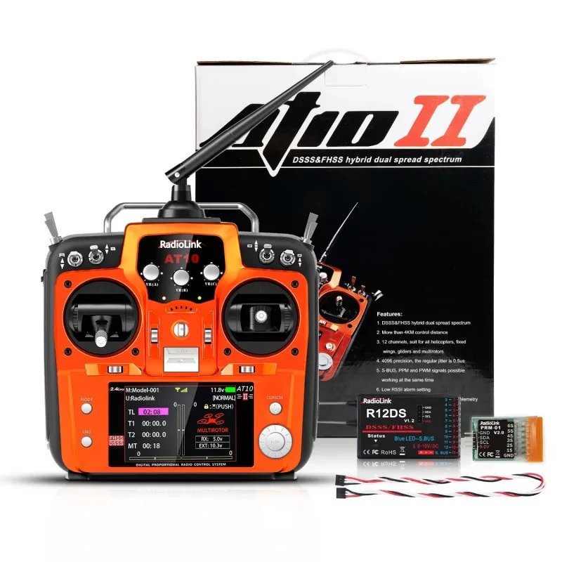 Radio Avion Radiolink 12 voies AT10II + récepteur R12DS+PRM-01