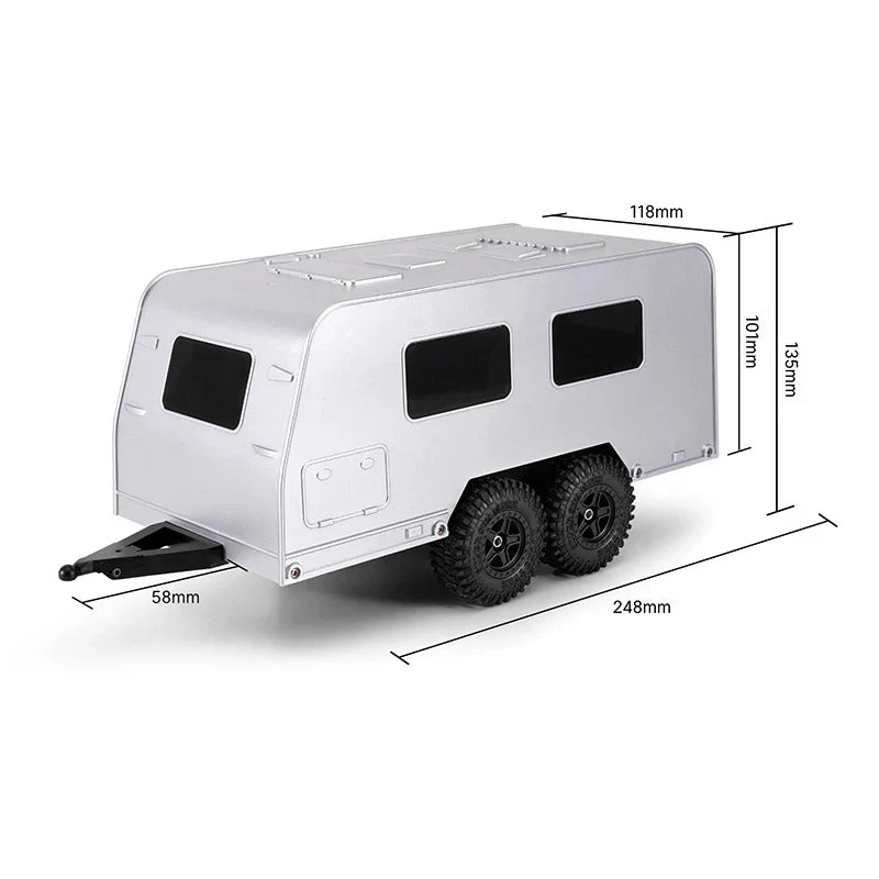 Remorque de camping-car silver INJORA avec attelage pour 1/18 TRX4M - AX-TC09SR - Image 2