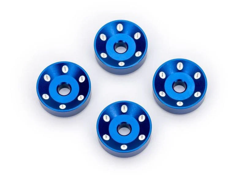 Rondelles de roues alu anodisées bleu (x4) - 10257