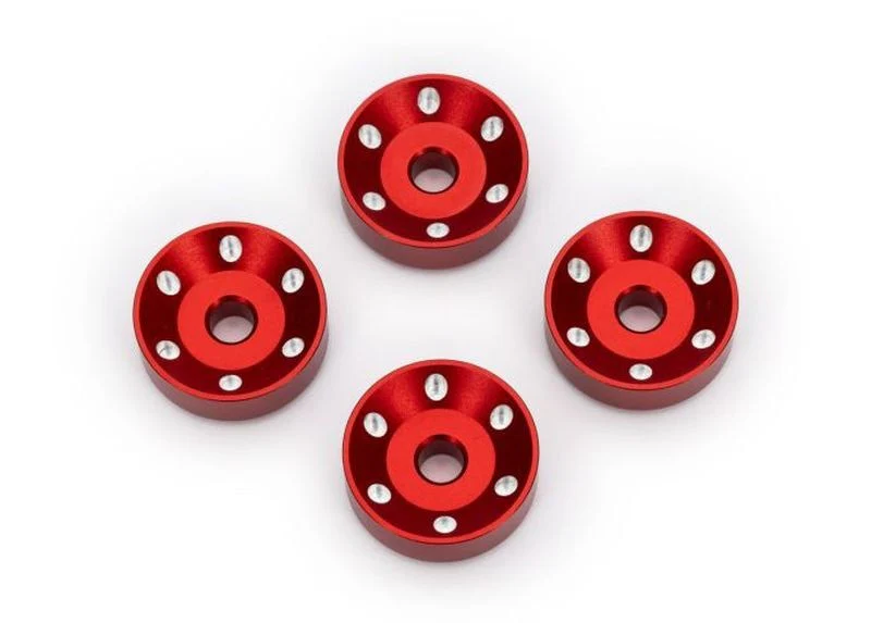 Rondelles de roues alu anodisées rouge (x4) - 10257