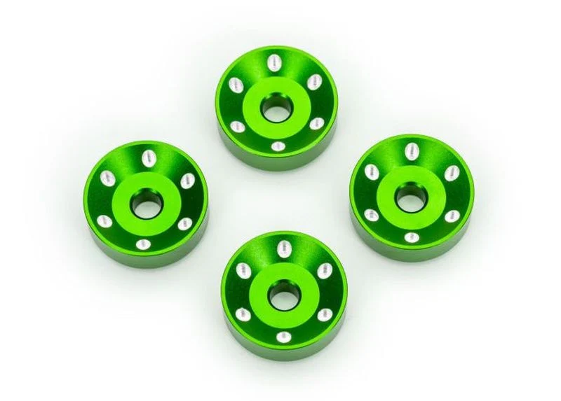 Rondelles de roues alu anodisées vert (x4) - 10257