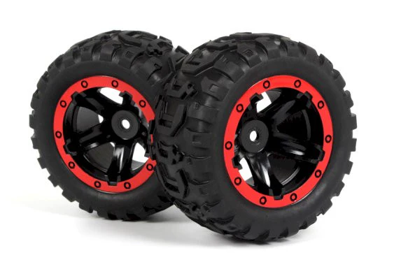 Roues Blackzon Slyder MT / Pneus assemblés 1/16 (noir/rouge) - 540194