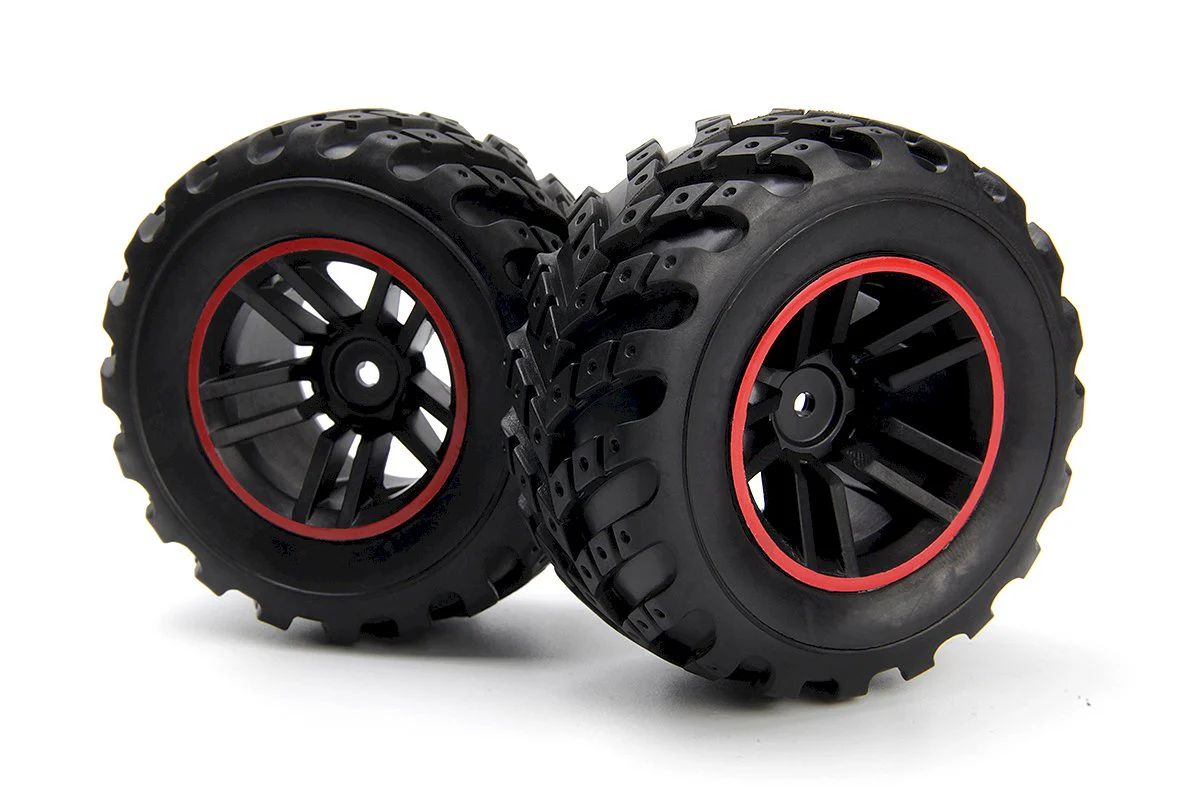 2 Roues et pneus BLACKZON Spryte assemblés (noir/rouge) - 540326