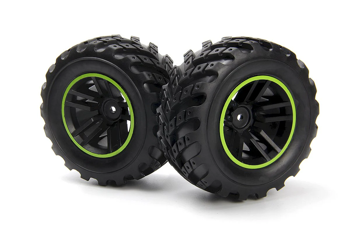 2 Roues et pneus BLACKZON Spryte assemblés (noir/vert) - 540324