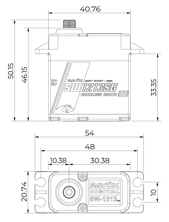 Servo crawler Savox SW-1213SG 38 kg 0,16 s HV Alu Brushless à engrenages en acier WP - Image 6