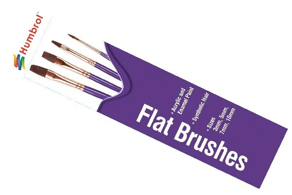 Set de pinceaux plats synthétiques 3,5,7,10 - Humbrol AG4305