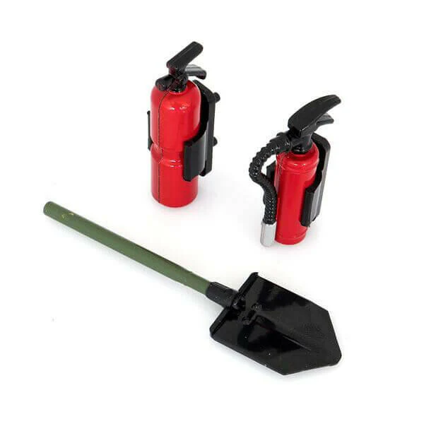 Set pelle et Extincteur plastique - Accessoires pour crawler 1/10