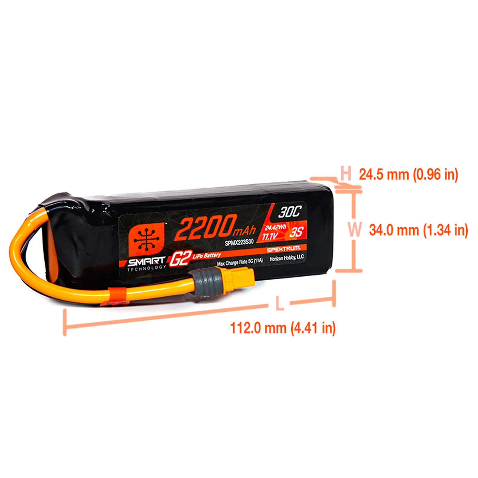 Spektrum Accu lipo Smart G2 3S 11.1v 2200mah 30C IC3 - SPMX223S30 - Image 2