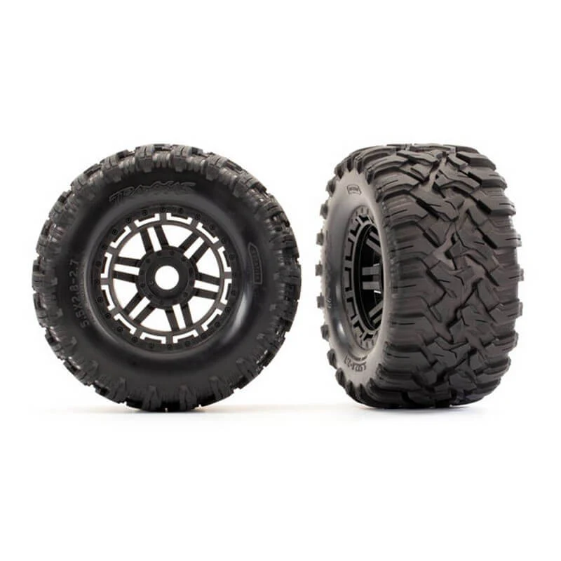 Traxxas 2 pneus + jantes noires Tout Terrain 2.8 Maxx 8972