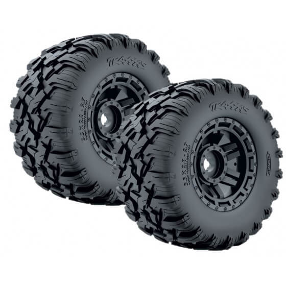 Traxxas 2 pneus + jantes noires Tout Terrain 2.8 Maxx 8972 - Image 2