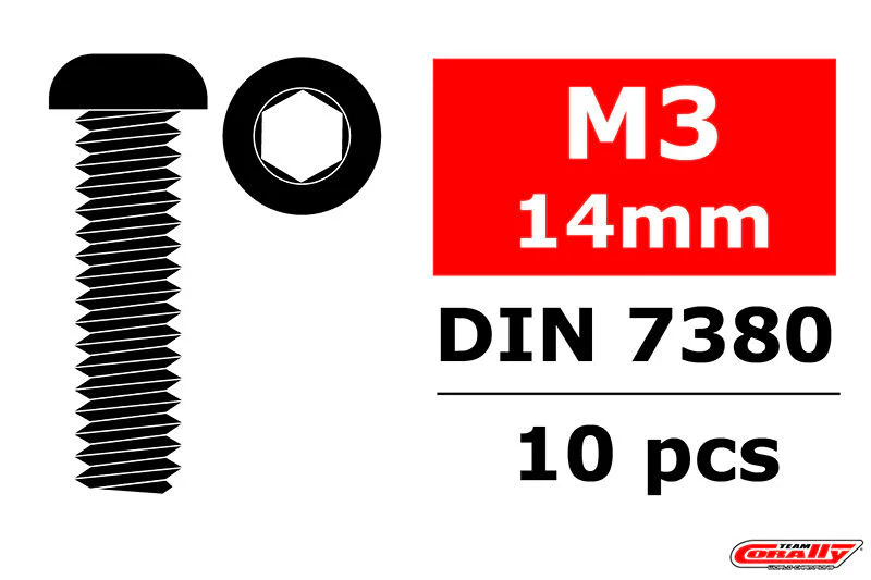 Vis à tête cylindrique hexagonale M3x14 acier (10 pcs) - C-3003-30-14