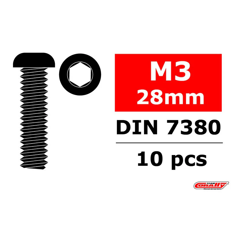 Vis à tête cylindrique hexagonale M3x28 acier (10 pcs) - C-3003-30-28