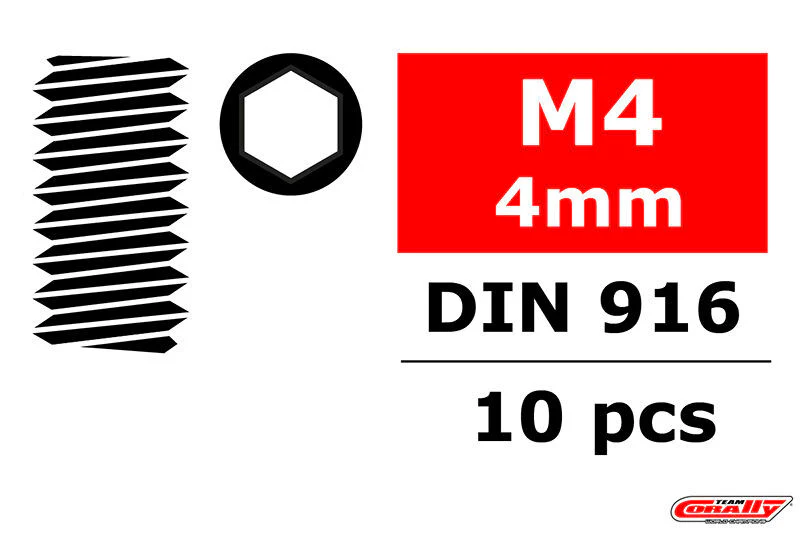 Vis de serrage en acier M4 x 4 mm hex (10 pcs) - C-3004-40-04