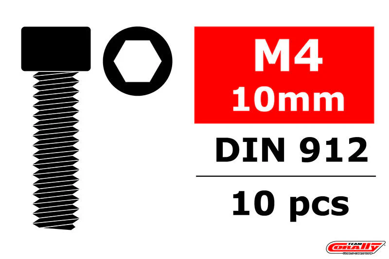 Vis en acier M4 x 10 mm tête à six pans creux (10 pcs) - C-3001-40-10