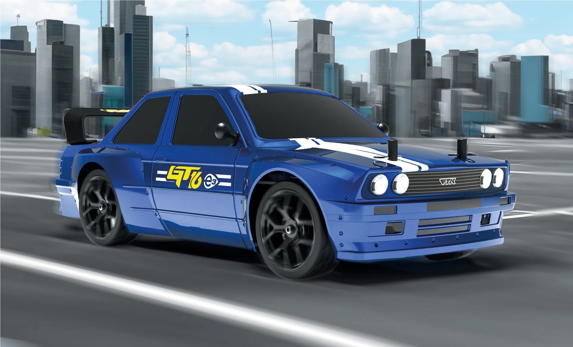 Voiture rc Funtek Touring Car GT16E RTR 1/16 bleu - Image 2