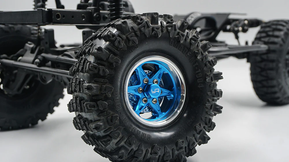 Yeah Racing 2 Jantes Crawler 1/10 alu Rouge Beadlock 1.9 CNC 6 branches avec disques - Image 4